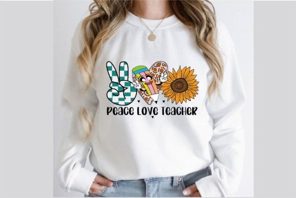 Celebrate Educators: The Ultimate Peace Love Teacher PNG T-Shirt Design