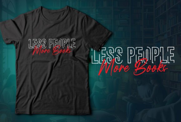 Less People More Books T-Shirt Design: A Cozy Cat Lover's Essential