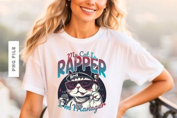 My Cat is Rapper T-shirt Design: Streetwear Meets Feline Cool
